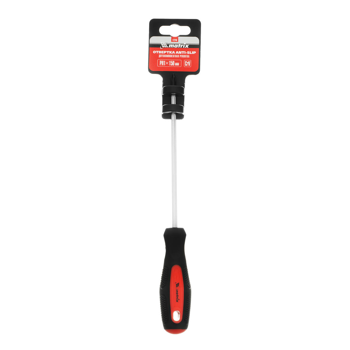 Отвертка Anti-Slip, Ph1x150 мм, CrV, двухкомп. рукоятка MATRIX 12246 preview 1