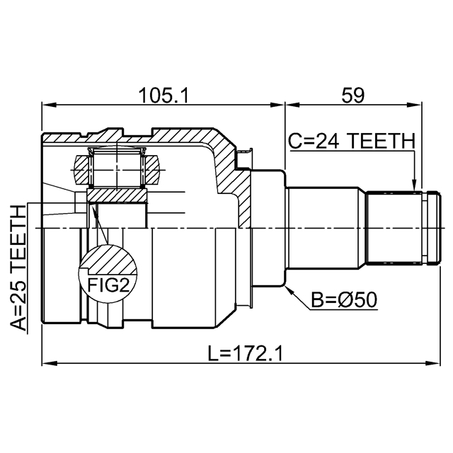 Шрус внутренний левый 25x50x24 preview 2