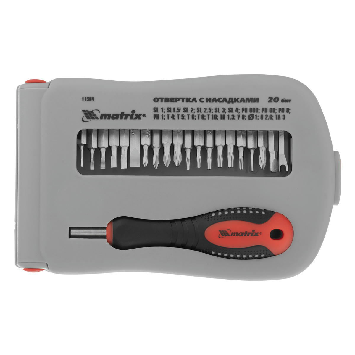Отвертка для точных работ Fusion с насадками, 22пр. в пласт. пенале Matrix preview 2