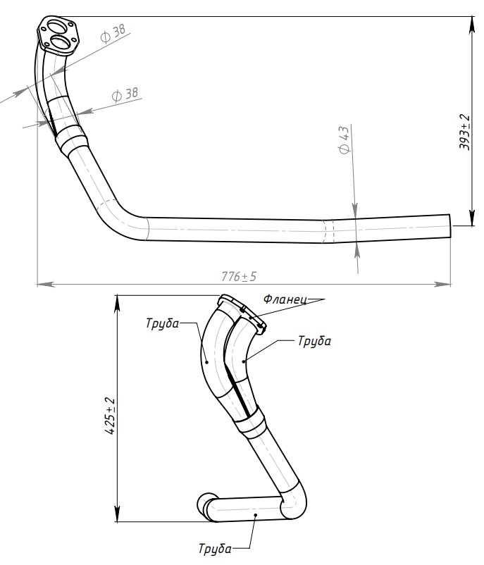 Труба приёмная для а/м Лада 21213, 2131 (алюм. сталь) TRIALLI ERP 0109 preview 2
