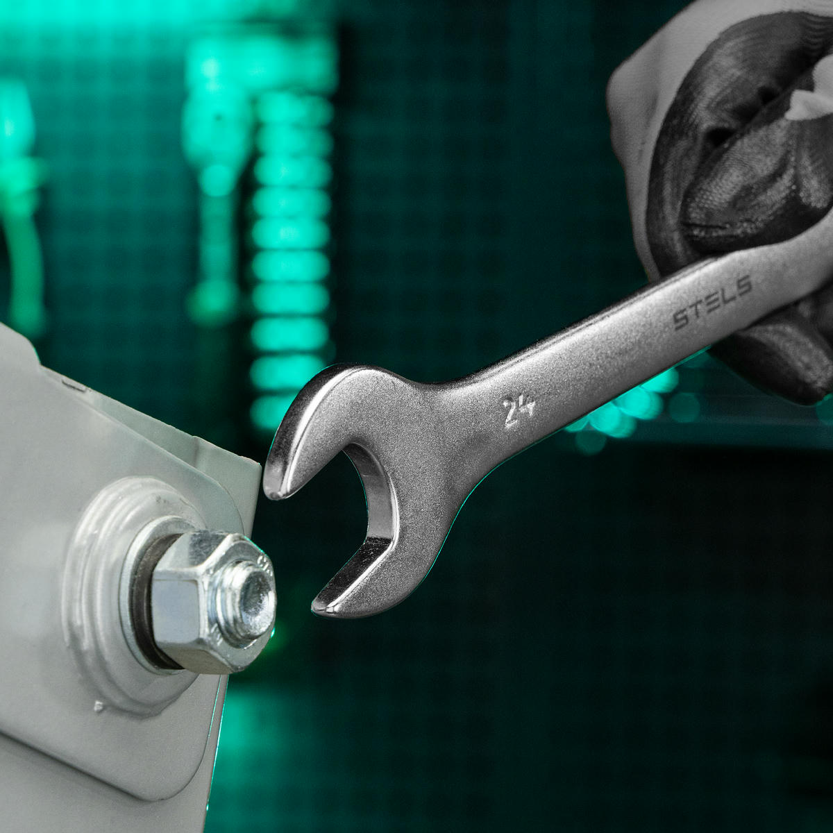 Ключ комбинированный 24 мм, CrV, матовый хром// STELS preview 7