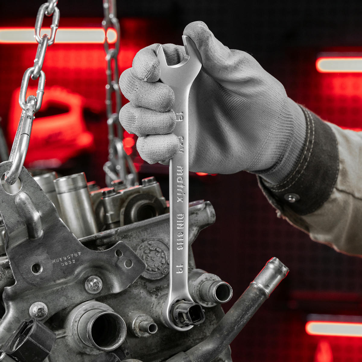 MATRIX 15412 Набор ключей комбинированных, 6 - 22 мм, 12 шт., CrV, матовый хром preview 7