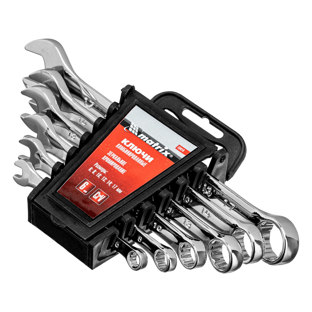 Набор ключей комбинированных 6-17 мм, полированный хром 6шт. MATRIX preview 2