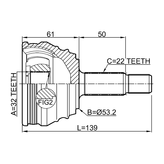 ШРУС НАРУЖНЫЙ 32X53.3X22, шт preview 2