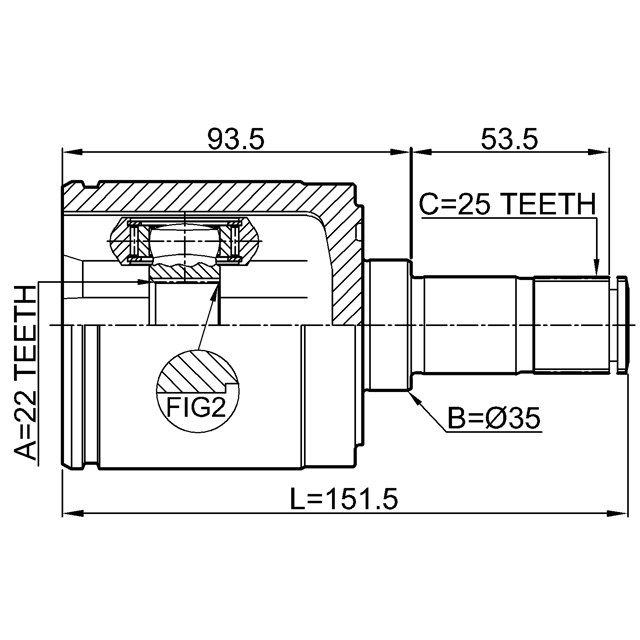 Шрус внутренний правый 22x35x25 preview 2