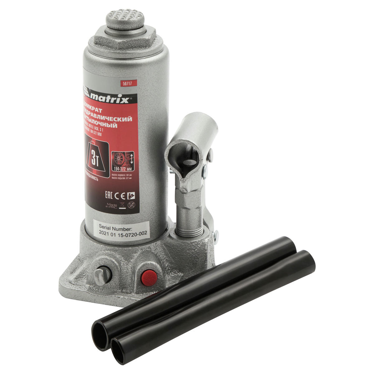 Домкрат бутылочный 3т гидравлический 194–372мм MATRIX preview 4