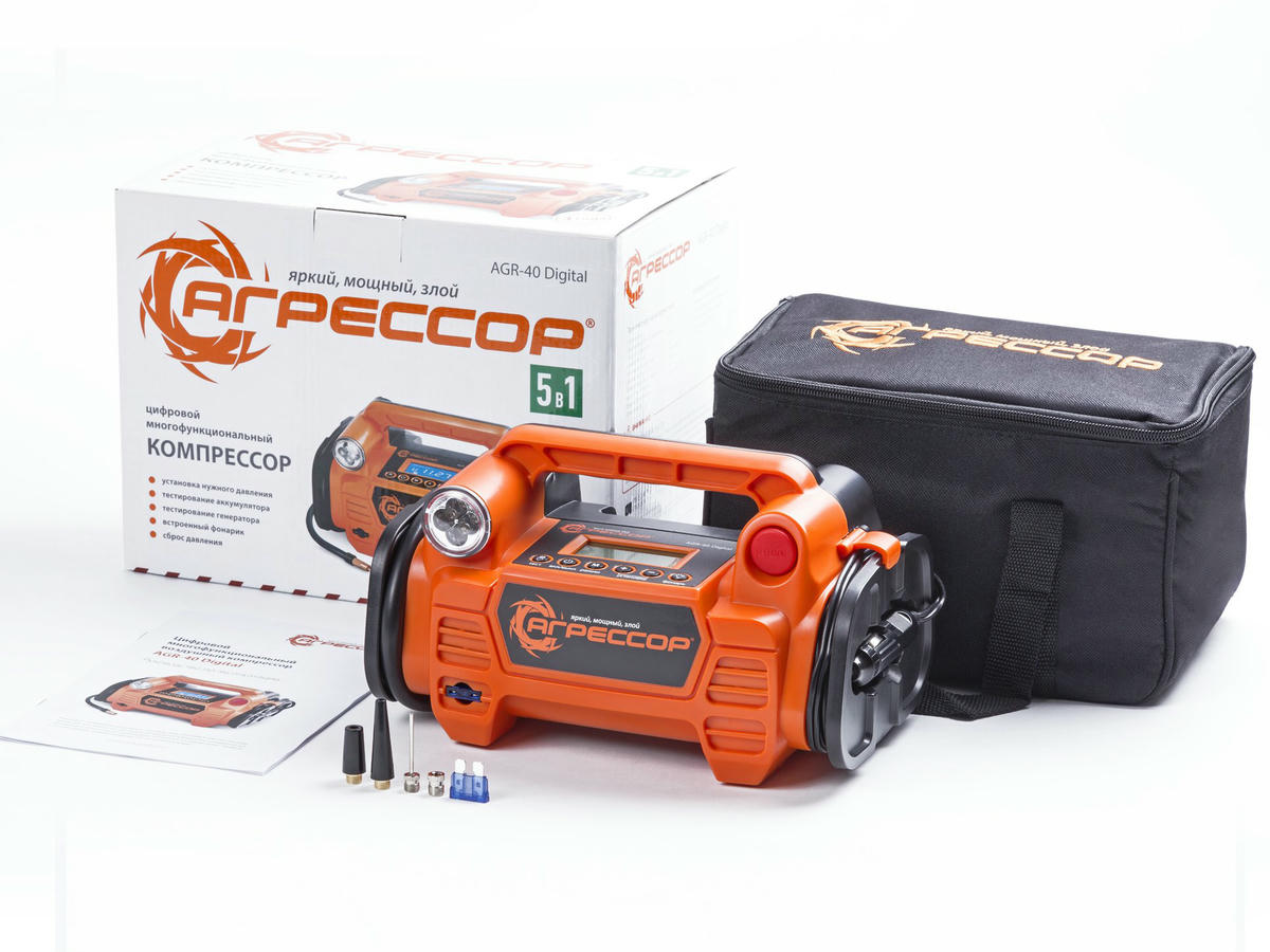 Компрессор автомобильный АГРЕССОР 40л/мин ,ЖК дисплей 12V preview 1