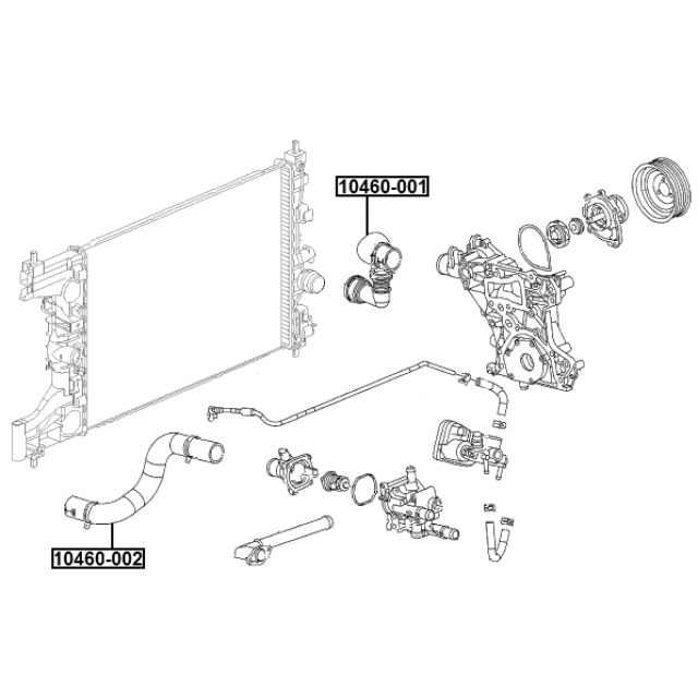 Патрубок системы охлаждения CHEVROLET CRUZE (4DRNB) 2010-2017  FEBEST 10460-002 preview 2