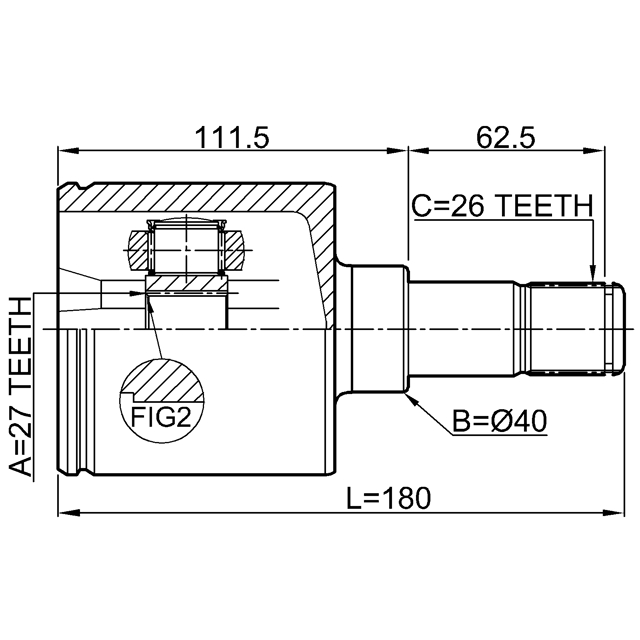 2111-KUGALH_ШРУС внутренний левый!27X40X26Ford Explorer 11-13 preview 2
