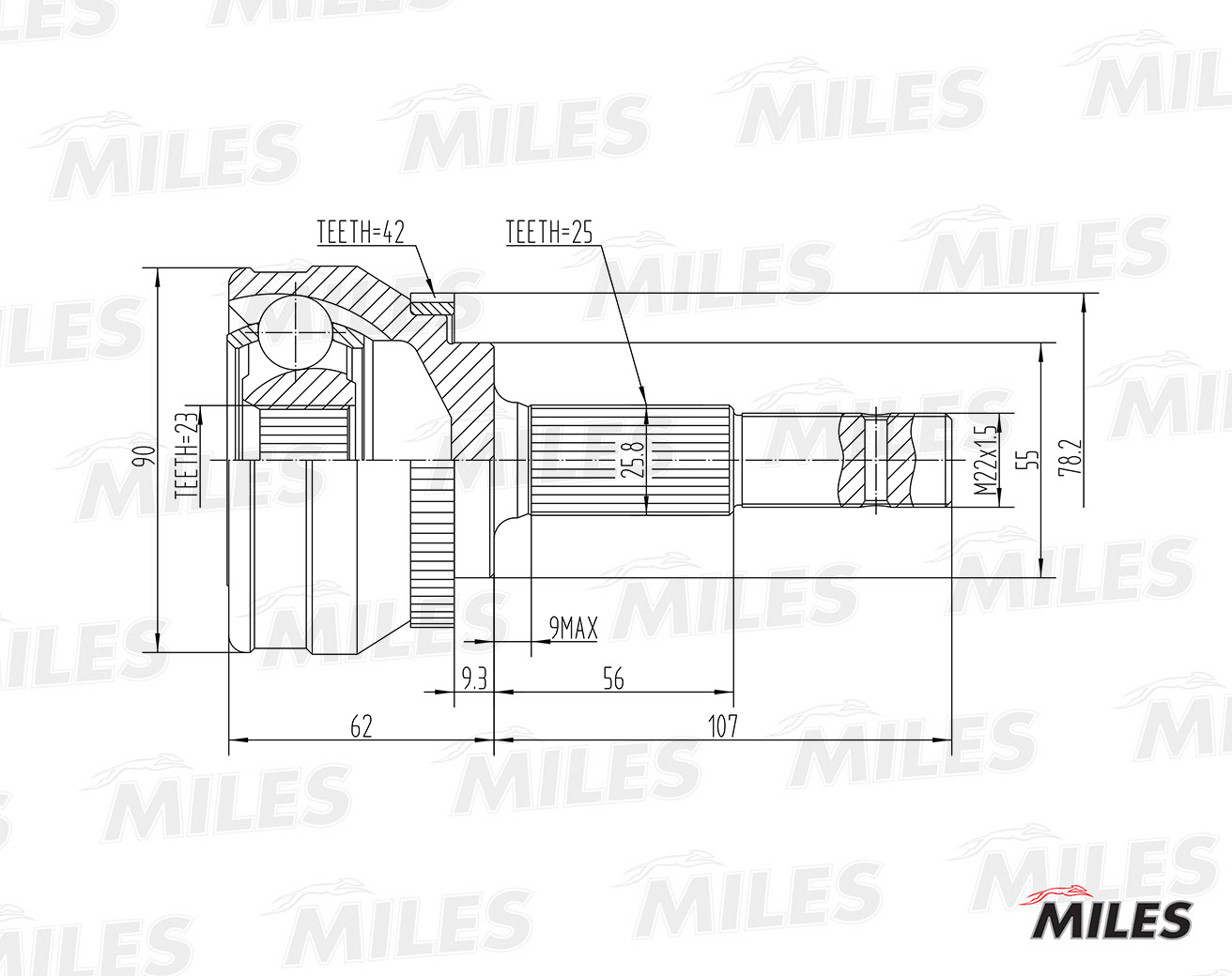ШРУС NISSAN ALMERA N15/SUNNY N14 1.6-2.0D 90-00 нар. +ABS preview 1