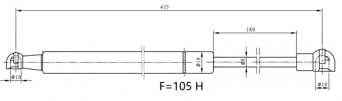 Упор газовый (амортизатор) для а/м Peugeot 207 (06-) универс. (стекла крышки багажника) (GS 2018) preview 3