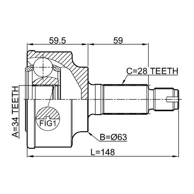 ШРУС НАРУЖНЫЙ 34X63X28 (FEBEST) preview 2