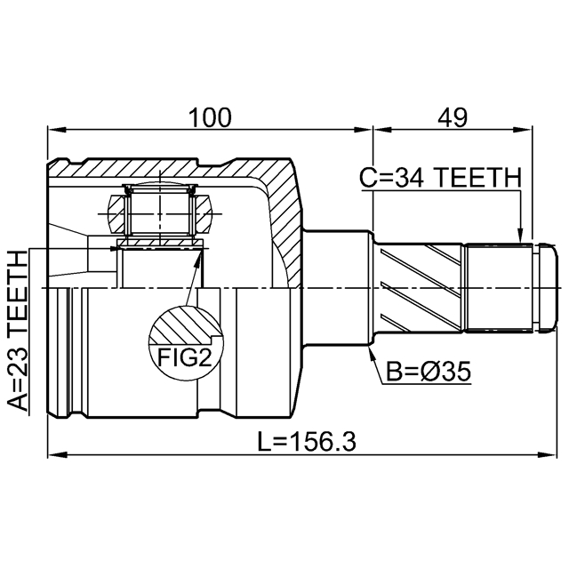 Шрус внутренний левый 23x35x34 preview 2