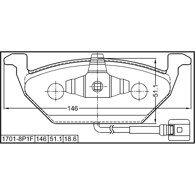 1701-8P1F_колодки дисковые !передние с датчиком VW Golf,Skoda Octavia 1.4-1.9SD 99> preview 2