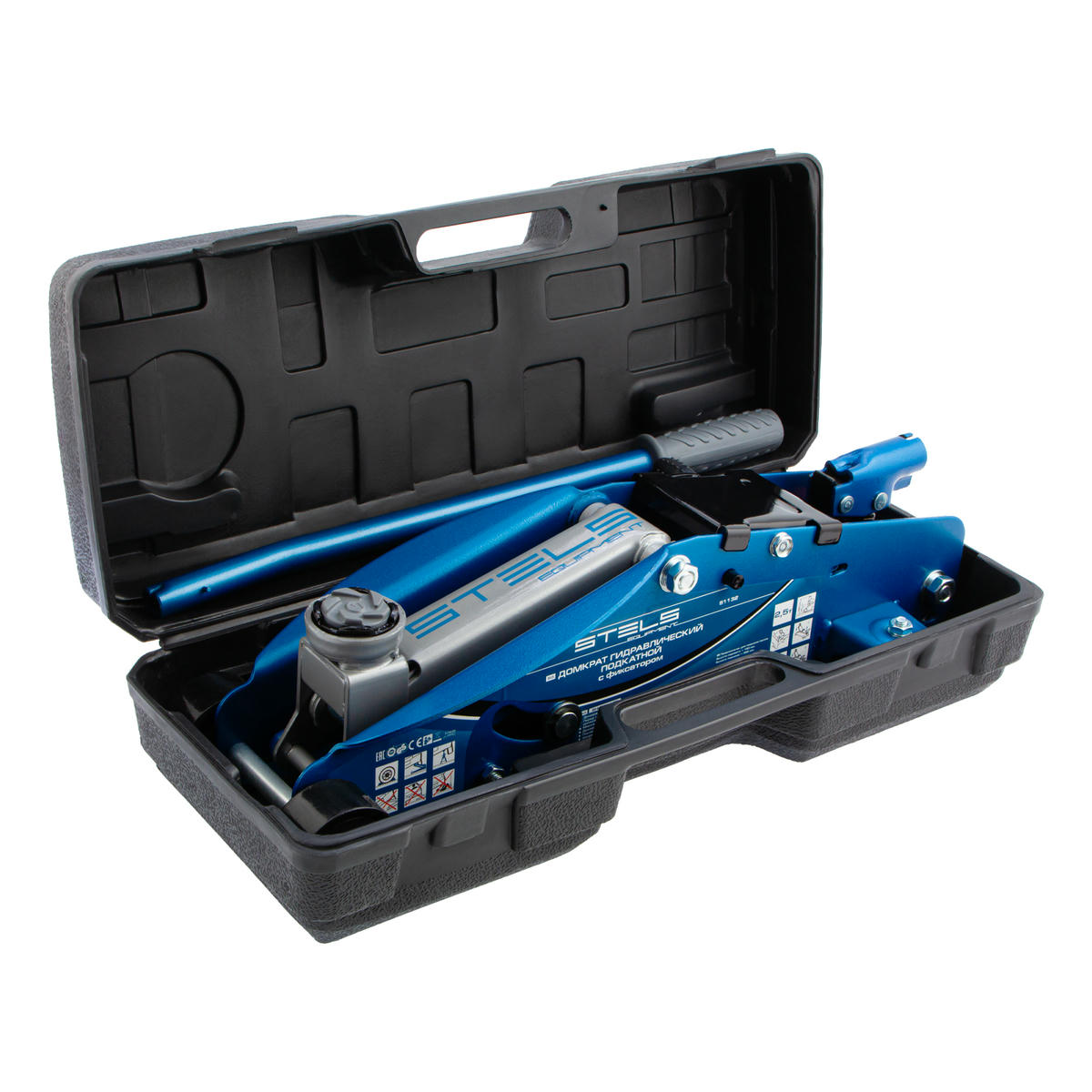 Домкрат подкатной гидравлический 2,5т (140-385мм) с фиксатором (в кейсе) STELS preview 8
