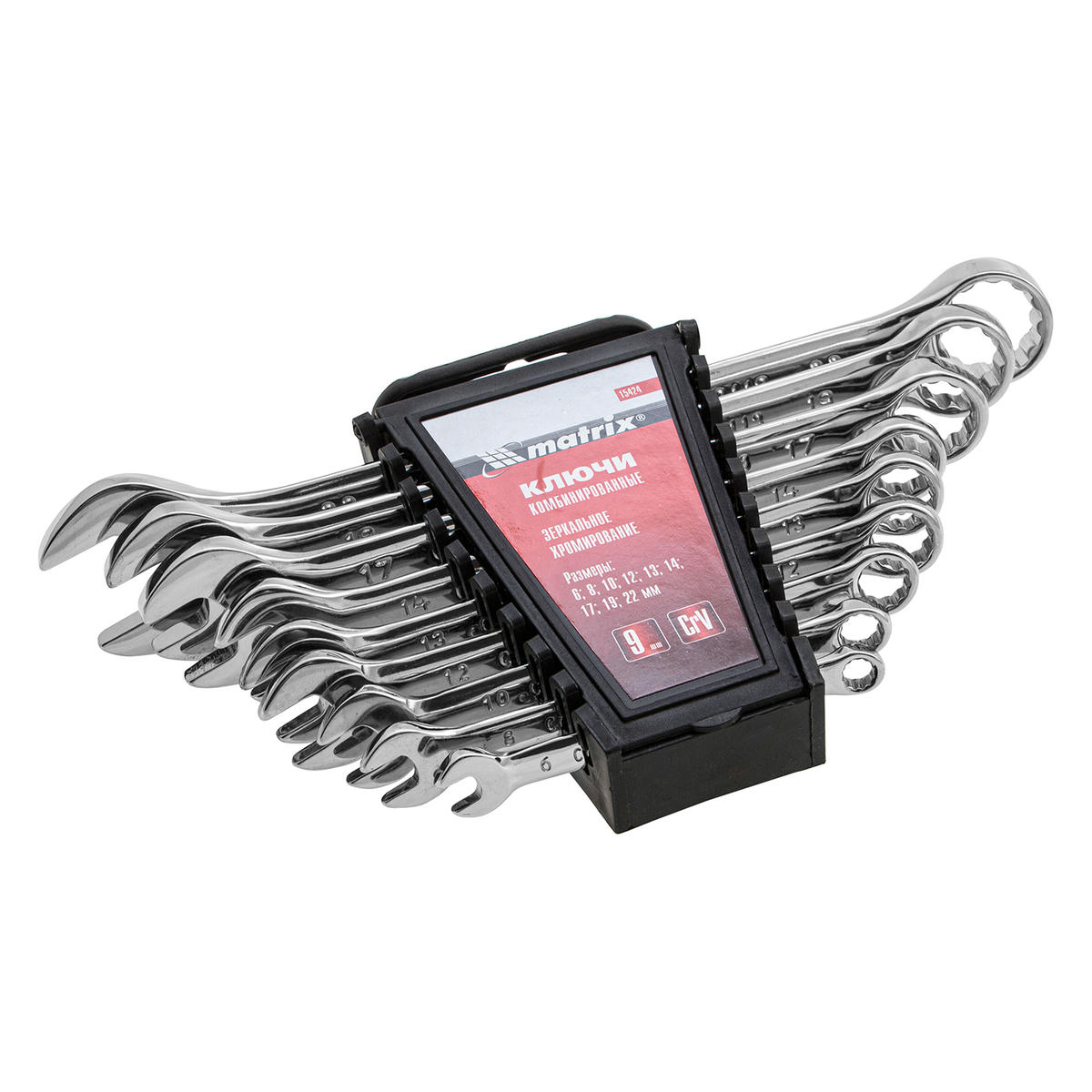 Набор ключей комбинированных 6-22 мм, 9 шт, полированный хром MATRIX preview 1
