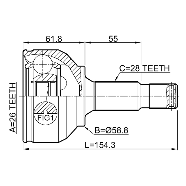 ШРУС НАРУЖНЫЙ 26X58.8X28 preview 2