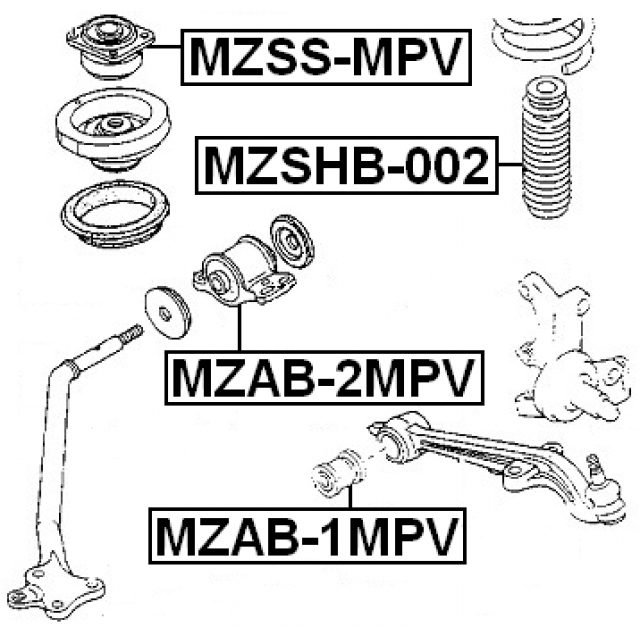 Сайлентблок передний подвески FEBEST MZAB-1MPV preview 2