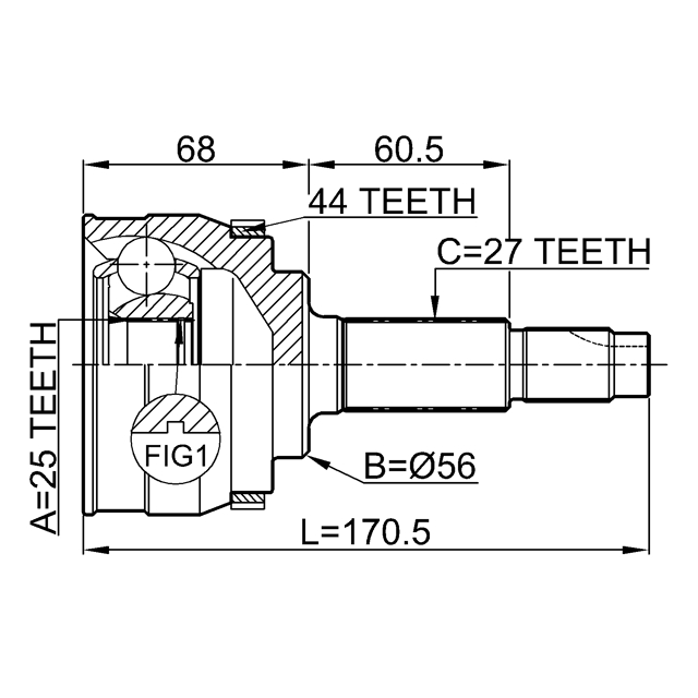 0210-065A44_ШРУС наружный к-кт! Nissan Bluebird HU13 2.0 SR20DE 91-95 preview 2