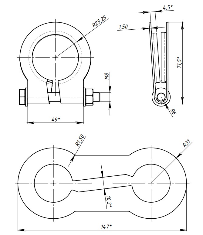 Хомут глушителя кольцевой 48мм. TRIALLI ECLP 48 preview 3