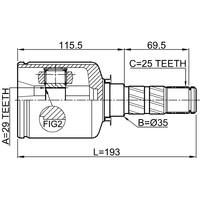 ШРУС внутренний SUBARU LEGACY B12 1998-2003 0811-S11MT preview 2
