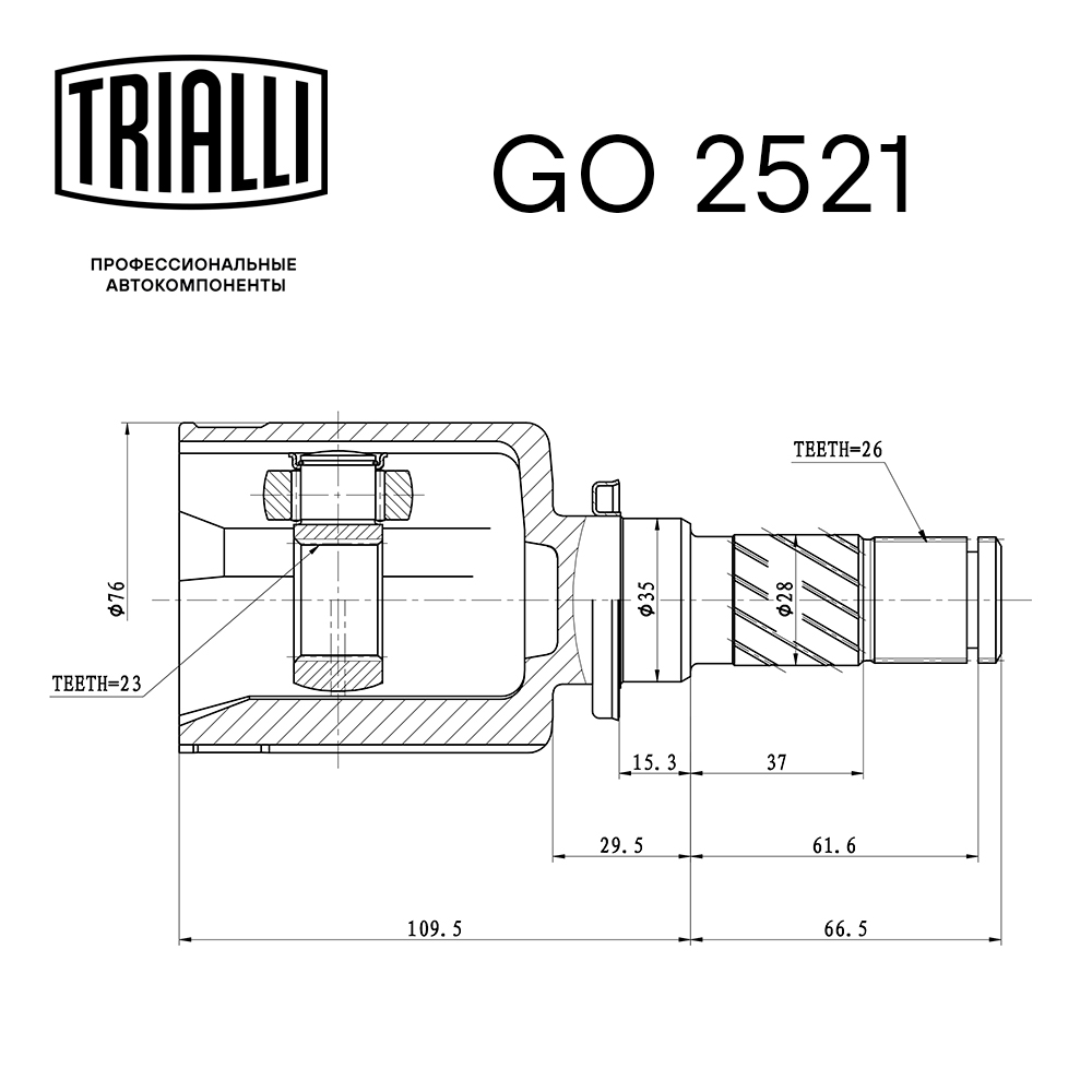 ШРУС внутренний TRIALLI GO 2521 preview 2