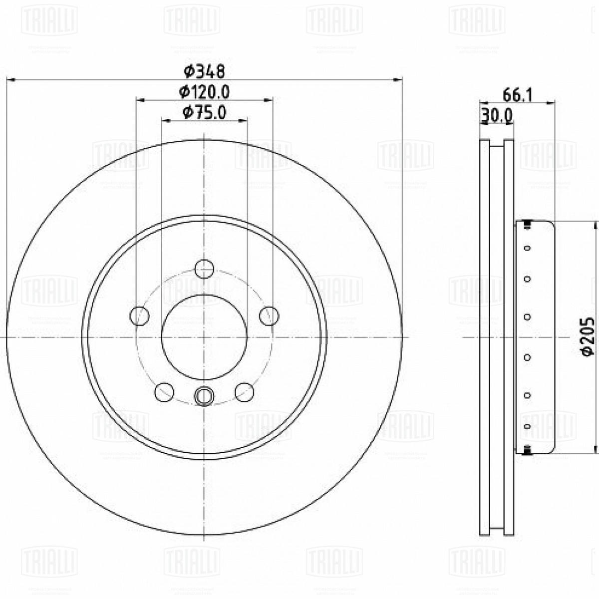 Диск торм. для а/м BMW 5 (F10) (11-) перед. d=348 (DF 190426) preview 3