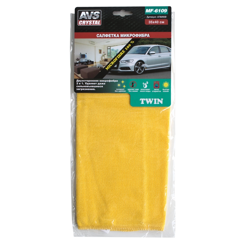 09 Салфетка микрофибра с абразивной сеткой для удаления грязи AVS MF-6109 (35х40см)(1шт), шт preview 1