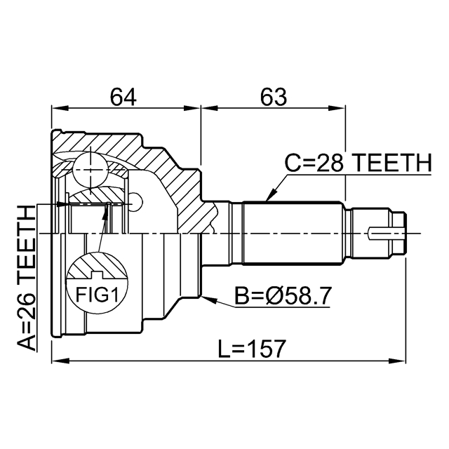 ШРУС НАРУЖНЫЙ26X59X28 (FEBEST) preview 2