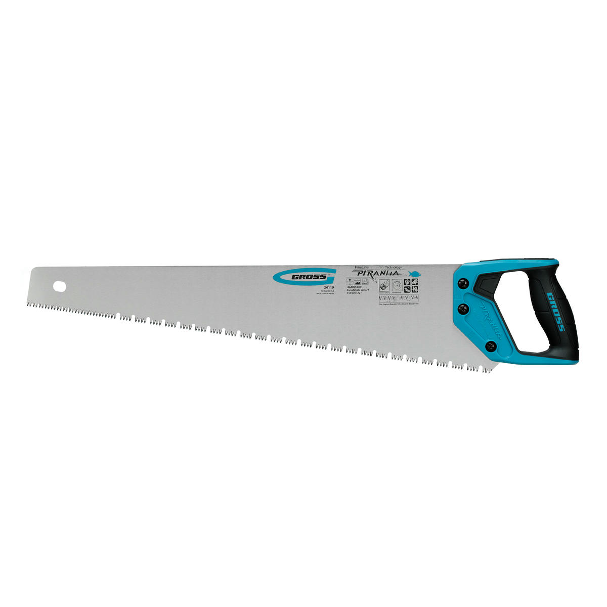 Ножовка по дереву "PIRANHA",550 мм,сегм.строение рабочей кромки,7-8 TPI,зуб-3D,2-х к. рук-ка// GROSS preview 2