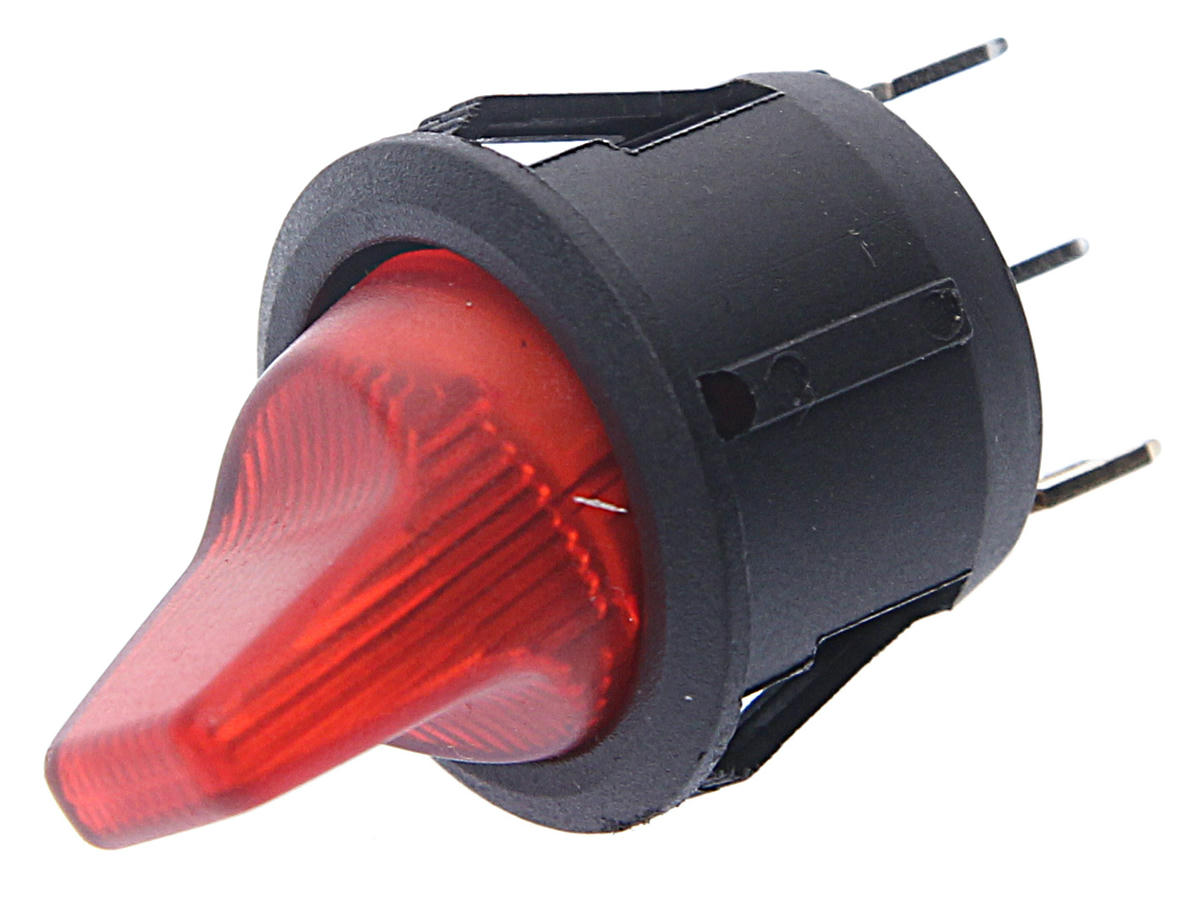 Выключатель клавишный круглый 12V 16А ON-OFF красный с подсветкой REXANT preview 1