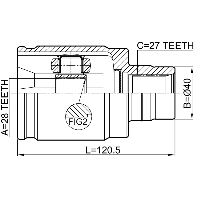 ШРУС ВНУТРЕННИЙ ПРАВЫЙ 28X40X27 (FEBEST) preview 2