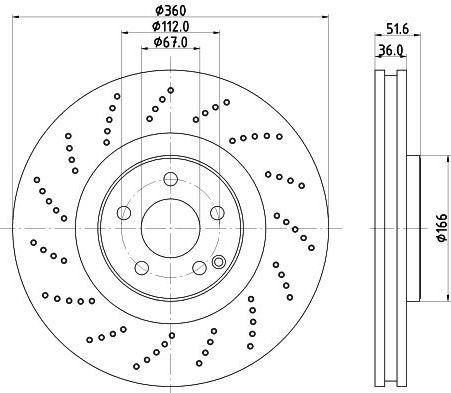 Диск торм. для а/м Mercedes CLS (W218) (10-) перед. d=360 (перф./окраш.) (DF 150001) preview 3