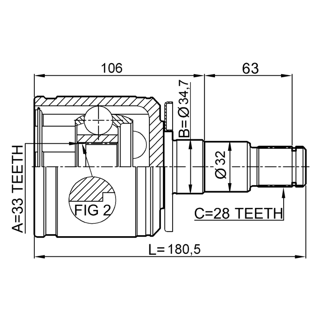 0411-KB4LH_ШРУС внутренний левый к-кт! Mitsubishi L200 KB4T 05> preview 2