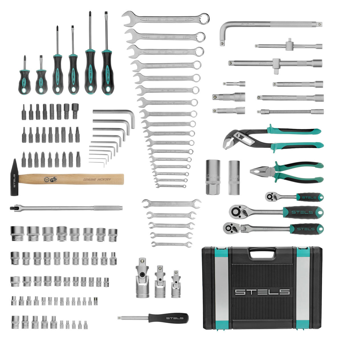 Набор инструментов, 1/2",3/8", 1/4", CrV, пластиковый кейс 142 предм. Stels preview 2