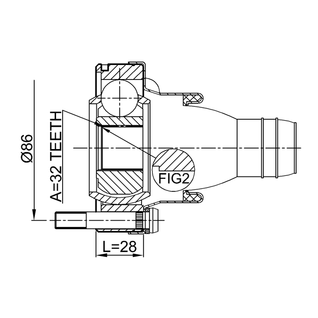 ШРУС карданного вала FEBEST 1911-X5SHA preview 2 ШРУС карданного вала FEBEST 1911-X5SHA preview 2