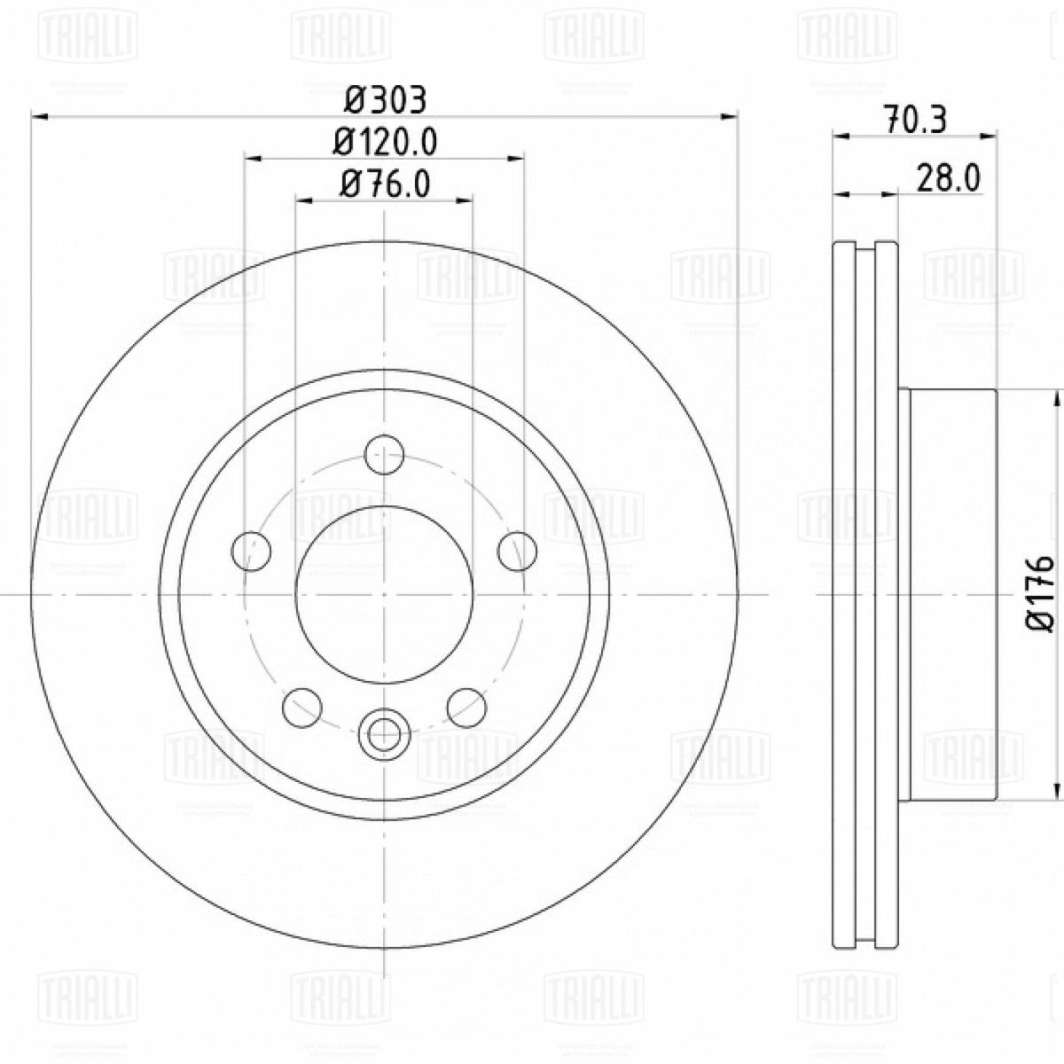 Диск торм. для а/м VW Crafter (16-) перед. d=303 (DF 084416) preview 3