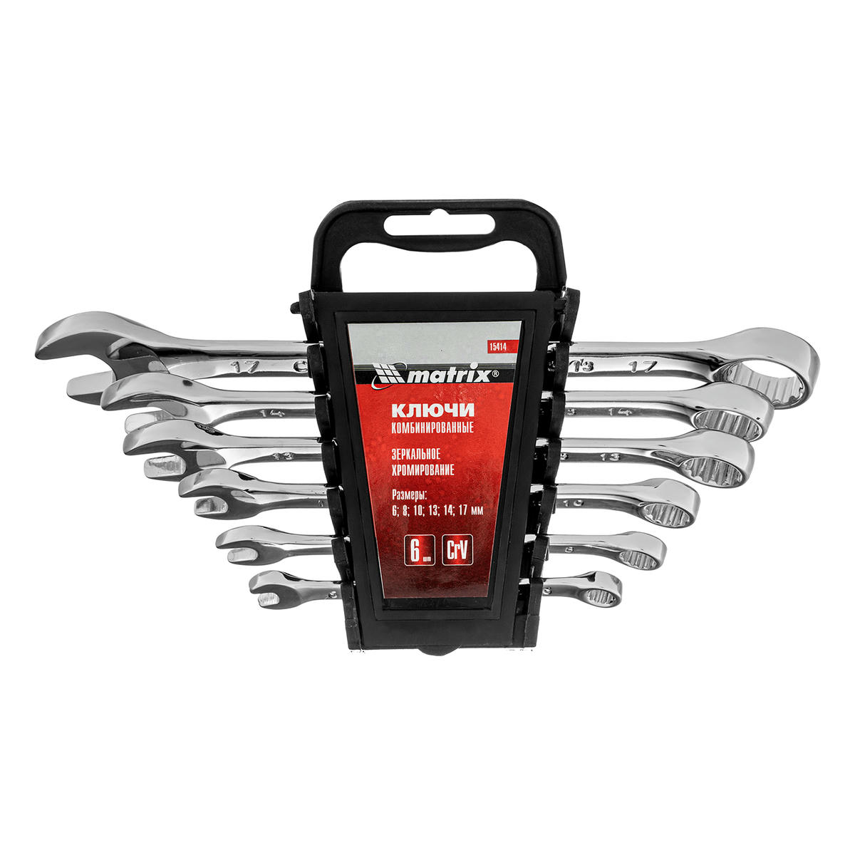 Набор ключей комбинированных 6-17 мм, полированный хром 6шт. MATRIX preview 1