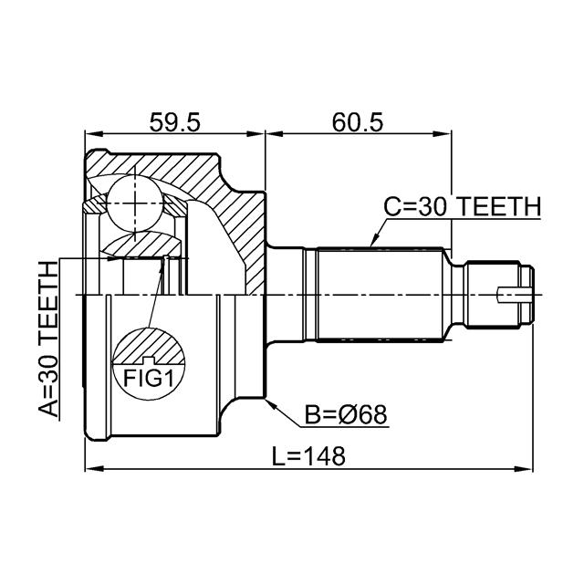 ШРУС НАРУЖНЫЙ30X68X30 (FEBEST) preview 2
