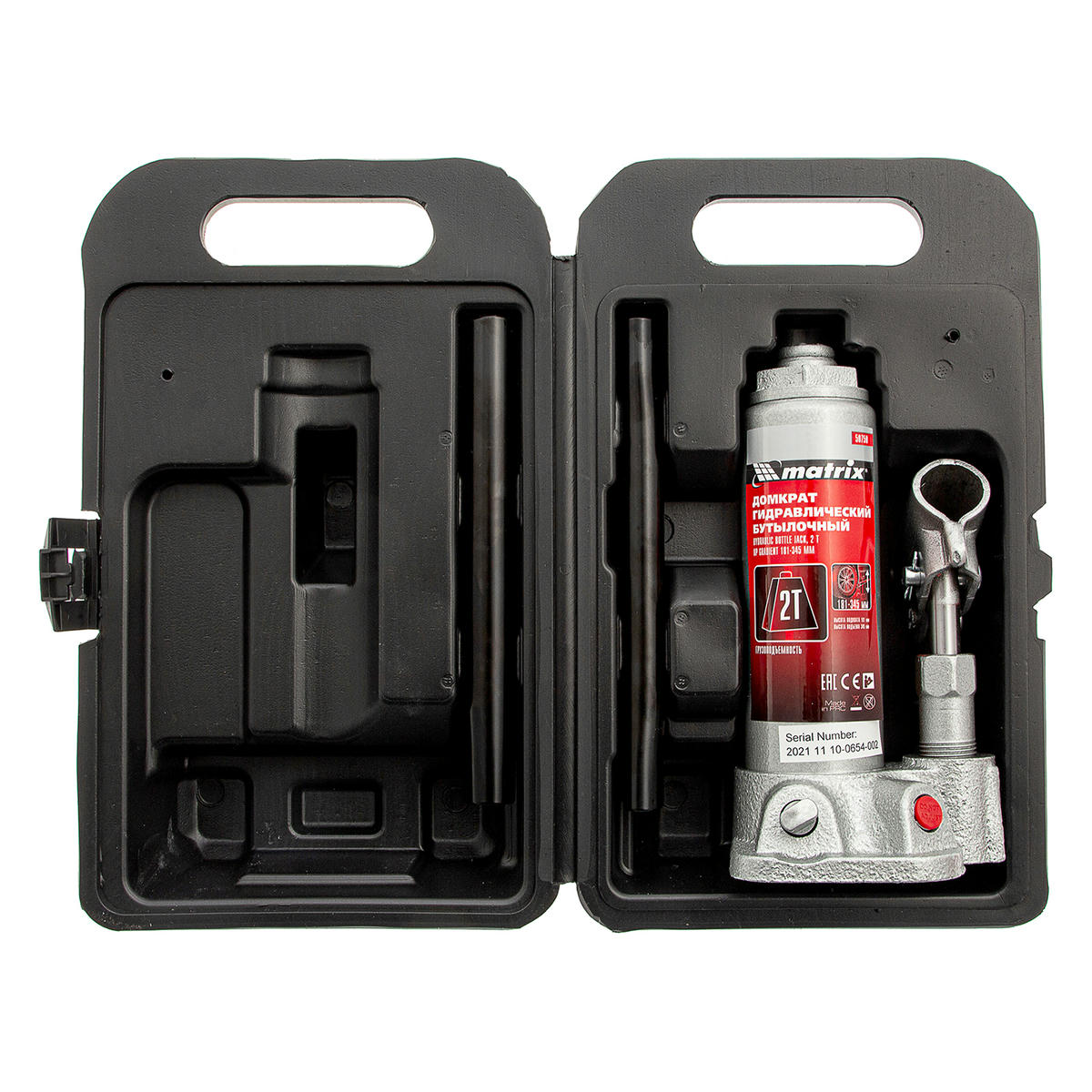 Домкрат бутылочный 2т гидравлический 181–345мм кейс MATRIX preview 12