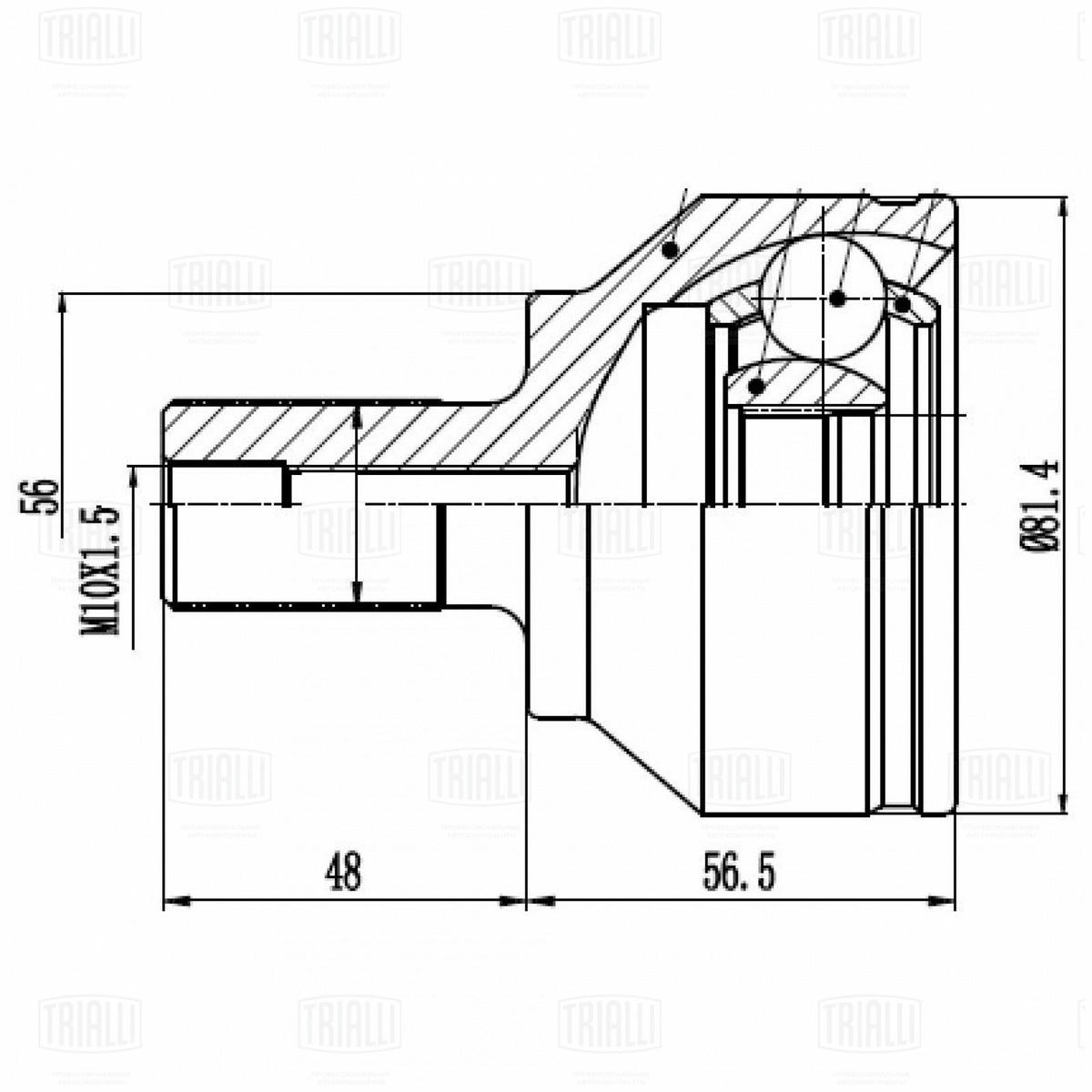 ШРУС для а/м Ford Focus II (05-) 1.6i AT/2.0i MT (наруж.) (23 шлц.) (GO 1061) preview 3