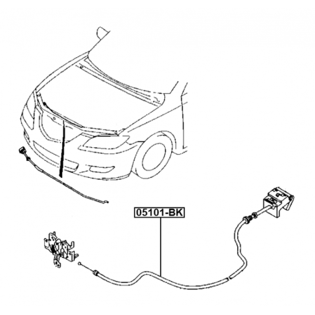 Трос привода открывания замка капота MAZDA 3 BK 2003-2008 FEBEST 05101-BK preview 2 Трос привода открывания замка капота MAZDA 3 BK 2003-2008 FEBEST 05101-BK preview 2