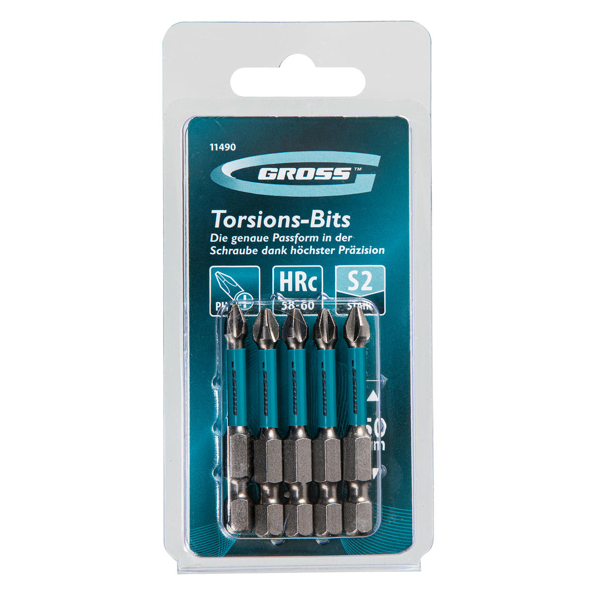 Набор бит торсионных PH2x50 мм, для ударных шуруповертов (5 шт.) GROSS preview 2