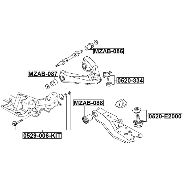 Болт с эксцентриком ремкомплект MAZDA BONGO BURONYI D2 1990-1990 FEBEST 0529-006-KIT preview 2