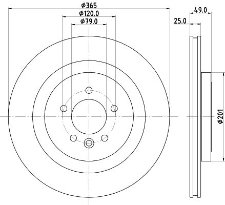 Диск торм. для а/м Land Rover Range Rover (12-)/Discovery (16-) зад. d=365 (окраш.) (DF 198019) preview 3