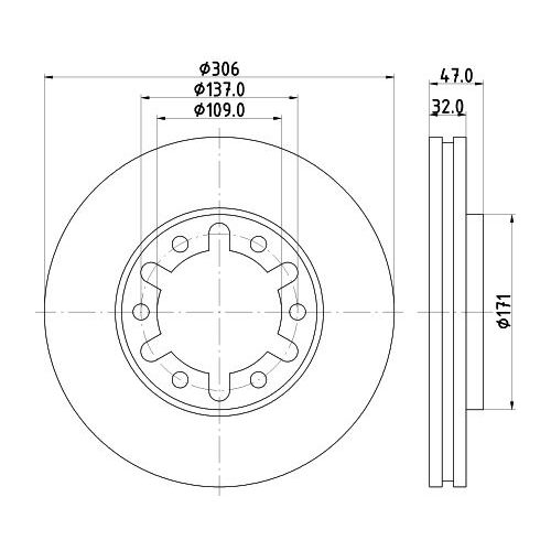 Диск торм. для а/м Nissan Patrol (Y61) (97-) перед. d=307 перед прав/лев preview 3