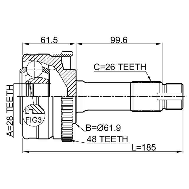 Шрус наружный 28x61.9x26 preview 2