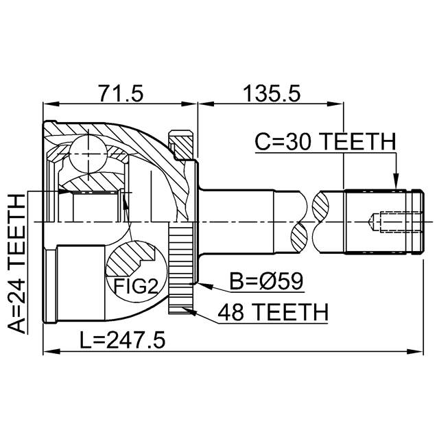 ШРУС НАРУЖНЫЙ24X59X30 (FEBEST) preview 2