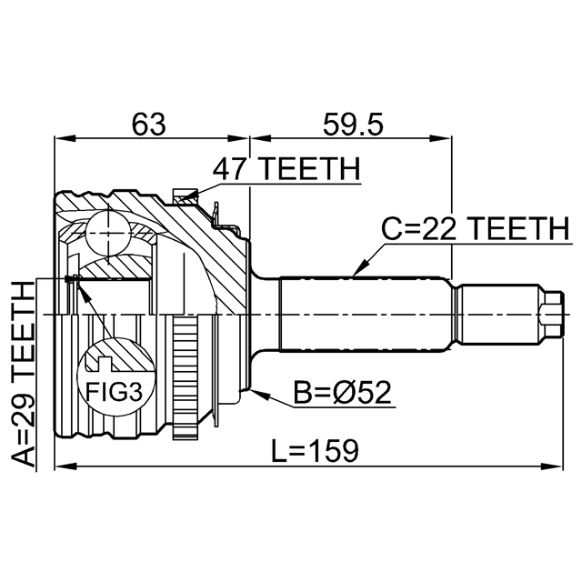 Шрус наружный 29x52x22 preview 2