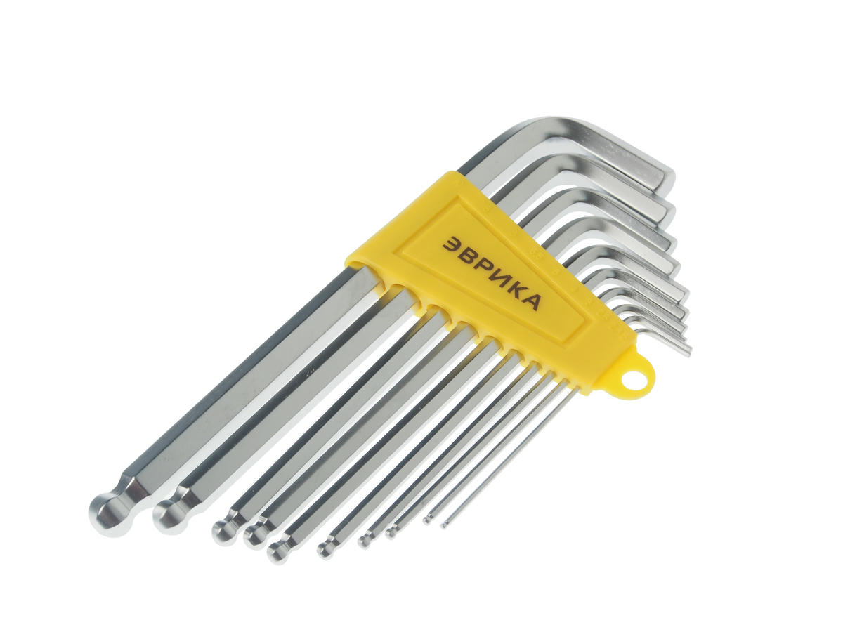 Набор ключей шестигранных Г-образных удлиненных с шаром 1.5-10мм 10пр. ЭВРИКА preview 1